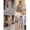 image:imageEkouaer Womens 2 Piece Lounge Set Long Sleeve Knit Ribbed Pajama SetsMoon Gray