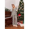 image:imageEkouaer Womens 2 Piece Lounge Set Long Sleeve Knit Ribbed Pajama SetsMoon Gray