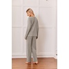 image:imageEkouaer Womens 2 Piece Lounge Set Long Sleeve Knit Ribbed Pajama SetsMoon Gray