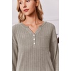 image:imageEkouaer Womens 2 Piece Lounge Set Long Sleeve Knit Ribbed Pajama SetsMoon Gray
