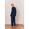image:imageEkouaer Womens 2 Piece Lounge Set Long Sleeve Knit Ribbed Pajama SetsNavy Blue