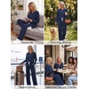 image:imageEkouaer Womens 2 Piece Lounge Set Long Sleeve Knit Ribbed Pajama SetsNavy Blue