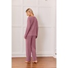 image:imageEkouaer Womens 2 Piece Lounge Set Long Sleeve Knit Ribbed Pajama SetsPurple Red