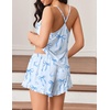 image:imageEkouaer Womens Cami Pajama Sets V Neck PJs Soft Lingerie Top and ShortsBlue Bow Heart Print