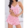 image:imageEkouaer Womens Cami Pajama Sets V Neck PJs Soft Lingerie Top and ShortsHeart Print