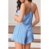 image:imageEkouaer Womens Cami Pajama Sets V Neck PJs Soft Lingerie Top and ShortsLight Blue