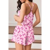 image:imageEkouaer Womens Cami Pajama Sets V Neck PJs Soft Lingerie Top and ShortsPink Bow Print