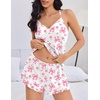 image:imageEkouaer Womens Cami Pajama Sets V Neck PJs Soft Lingerie Top and ShortsPink Bow Small Flower