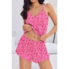 image:imageEkouaer Womens Cami Pajama Sets V Neck PJs Soft Lingerie Top and ShortsPink Leopard Print