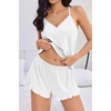 image:imageEkouaer Womens Cami Pajama Sets V Neck PJs Soft Lingerie Top and ShortsWhite