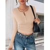 image:imageEkouaer Womens Henley Long Sleeve Shirts 3 Packs Ribbed Knit Thermal TopsBlack  Beige  Brown 3pcs