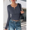 image:imageEkouaer Womens Henley Long Sleeve Shirts 3 Packs Ribbed Knit Thermal TopsBlack  Dark Gray  Cream 3pcs