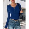image:imageEkouaer Womens Henley Long Sleeve Shirts 3 Packs Ribbed Knit Thermal TopsBlack  Dark Gray  Navy 3pcs
