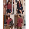 image:imageEkouaer Womens Henley Long Sleeve Shirts 3 Packs Ribbed Knit Thermal TopsBlack  Green  Wine Red 3pcs