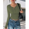 image:imageEkouaer Womens Henley Long Sleeve Shirts 3 Packs Ribbed Knit Thermal TopsBlack  Pink  Army Green 3pcs
