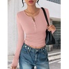 image:imageEkouaer Womens Henley Long Sleeve Shirts 3 Packs Ribbed Knit Thermal TopsBlack  Pink  Light Gray 3pcs