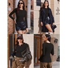 image:imageEkouaer Womens Henley Long Sleeve Shirts 3 Packs Ribbed Knit Thermal TopsBlack  White  Light Brown 3pcs