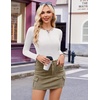 image:imageEkouaer Womens Henley Long Sleeve Shirts 3 Packs Ribbed Knit Thermal TopsBlack  White  Light Brown 3pcs