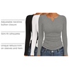 image:imageEkouaer Womens Henley Long Sleeve Shirts 3 Packs Ribbed Knit Thermal TopsBlack  White  Light Gray 3pcs