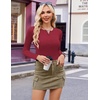 image:imageEkouaer Womens Henley Long Sleeve Shirts 3 Packs Ribbed Knit Thermal TopsBlack  White  Red 3pcs