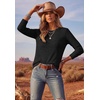 image:imageEkouaer Womens Long Sleeve Shirts Casual Crewneck Thermal TopsBlack