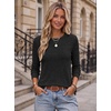 image:imageEkouaer Womens Long Sleeve Shirts Casual Crewneck Thermal TopsBlack