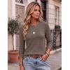 image:imageEkouaer Womens Long Sleeve Shirts Casual Crewneck Thermal TopsBrown