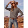 image:imageEkouaer Womens Long Sleeve Shirts Casual Crewneck Thermal TopsBrown