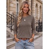 image:imageEkouaer Womens Long Sleeve Shirts Casual Crewneck Thermal TopsBrown