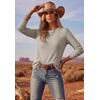 image:imageEkouaer Womens Long Sleeve Shirts Casual Crewneck Thermal TopsKhaki