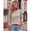 image:imageEkouaer Womens Long Sleeve Shirts Casual Crewneck Thermal TopsKhaki