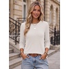 image:imageEkouaer Womens Long Sleeve Shirts Casual Crewneck Thermal TopsWhite