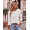 image:imageEkouaer Womens Long Sleeve Shirts Casual Crewneck Thermal TopsWhite