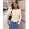 image:imageEkouaer Womens Long Sleeve Shirts Ribbed Tops Slim Fit Thermal UndershirtBeige