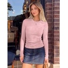 image:imageEkouaer Womens Long Sleeve Shirts Ribbed Tops Slim Fit Thermal UndershirtPink