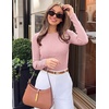 image:imageEkouaer Womens Long Sleeve Shirts Ribbed Tops Slim Fit Thermal UndershirtPink