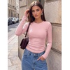 image:imageEkouaer Womens Long Sleeve Shirts Ribbed Tops Slim Fit Thermal UndershirtPink