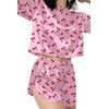 image:imageEkouaer Womens Silk Pajama Sets Side Split Shorts Satin Pjs Sexy Lounge SetCherry