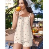 image:imageEkouaer Womens Sleeveless Pajamas Sets Cute Tank Top and Shorts Lounge SetBeige Cherry