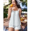 image:imageEkouaer Womens Sleeveless Pajamas Sets Cute Tank Top and Shorts Lounge SetBlue Patterned Bow