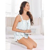 image:imageEkouaer Womens Sleeveless Pajamas Sets Cute Tank Top and Shorts Lounge SetBlue Patterned Bow