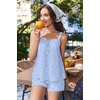 image:imageEkouaer Womens Sleeveless Pajamas Sets Cute Tank Top and Shorts Lounge SetHeart Bow Blue