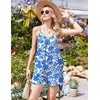 image:imageEkouaer Womens Summer Rompers Beach Vacation Outfits Adjustable JumpsuitsBlue Floral