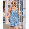 image:imageEkouaer Womens Summer Rompers Beach Vacation Outfits Adjustable JumpsuitsBlue White Floral
