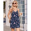 image:imageEkouaer Womens Summer Rompers Beach Vacation Outfits Adjustable JumpsuitsNavy Blue Floral