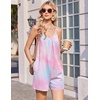 image:imageEkouaer Womens Summer Rompers Beach Vacation Outfits Adjustable JumpsuitsPink Tiedye