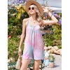 image:imageEkouaer Womens Summer Rompers Beach Vacation Outfits Adjustable JumpsuitsPink Tiedye