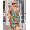 image:imageEkouaer Womens Summer Rompers Beach Vacation Outfits Adjustable JumpsuitsPlant Leaves Floral