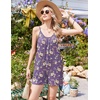 image:imageEkouaer Womens Summer Rompers Beach Vacation Outfits Adjustable JumpsuitsPurple Floral