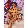 image:imageEkouaer Womens Waffle Knit Pajama Sets Long Sleeve Top and Shorts Matching Lounge Set Loungewear Sweatsuit with PocketsHalloween